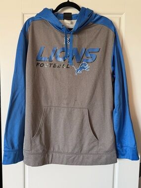 NFL Detroit Lions Gray and Blue Hoodie Sweatshirt